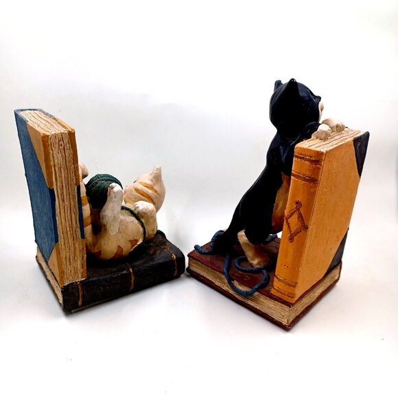 Vtg Whittle Cats Bookends Figi Graphics 5 In. Tall 2.5 In. Wide 3 In. Deep 1996 - Picture 3 of 6